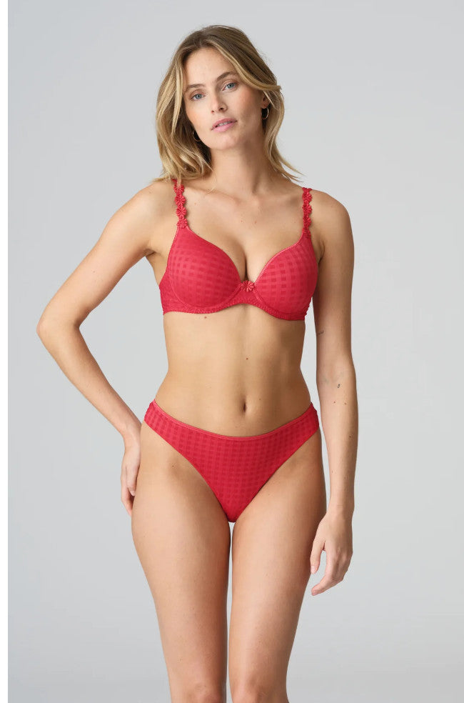 Marie Jo Avero sexy red thong in scarlet lace and mesh, available in sizes S, M, L