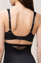 Black Triumph True Shape Sensation Minimiser UW Bra in larger cup sizes with smooth fabric and adjustable straps.