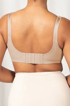 Nude wire-free Triumph lace nursing bra with drop-down cups in size 18D