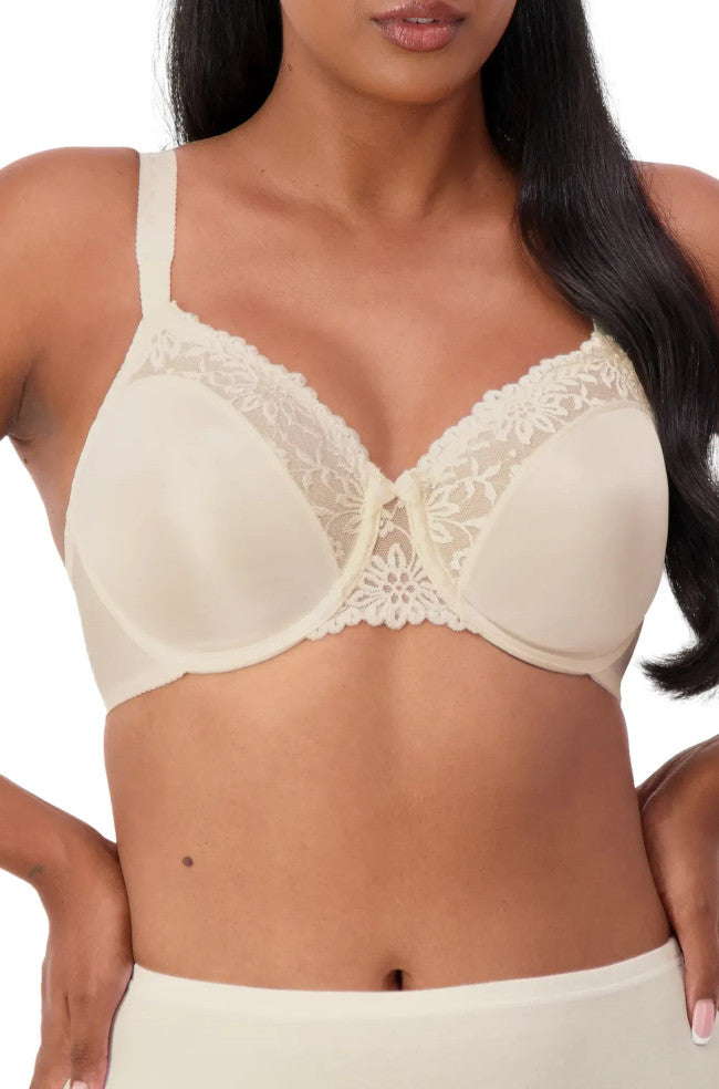 Chrysanthemum-colored Ladyform UW Minmiser Bra by Triumph, size 20C, featuring delicate lace and supportive design.