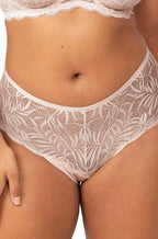 Nude pink lace maxi brief by Triumph with full coverage and breathable cotton gusset