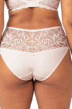 Nude pink cotton full coverage lace maxi brief with breathable gusset by Triumph