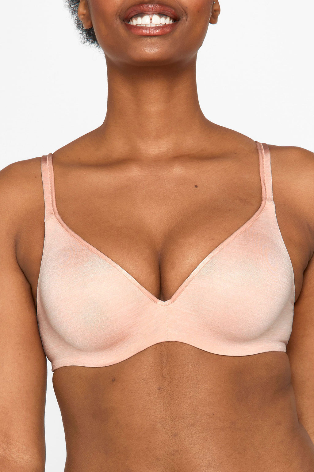 Barely There Contour Bra by BERLEI in Cream Blush, soft fabric with seamless design and light padding, perfect for everyday wear.