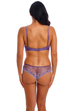 Grape floral stretch lace Wacoal Embrace Lace bralette with camisole straps in size 10