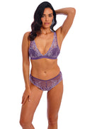Grape floral stretch lace bralette with camisole straps by Wacoal, size 10