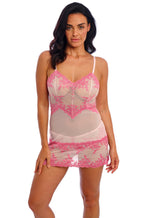 WACOAL Embrace Lace Chemise in rose with adjustable straps and lightweight mesh bodice