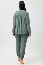 Tulip Floral Viscose Jersey Pajama Set - Olive Green (2L)