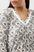 YUU Primrose long sleeve nightie in sand color, soft sleepwear for women, displayed in size M.