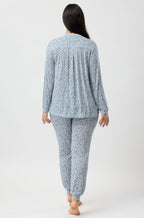 Petals Floral Viscose Jersey PJ Set - Slate Grey