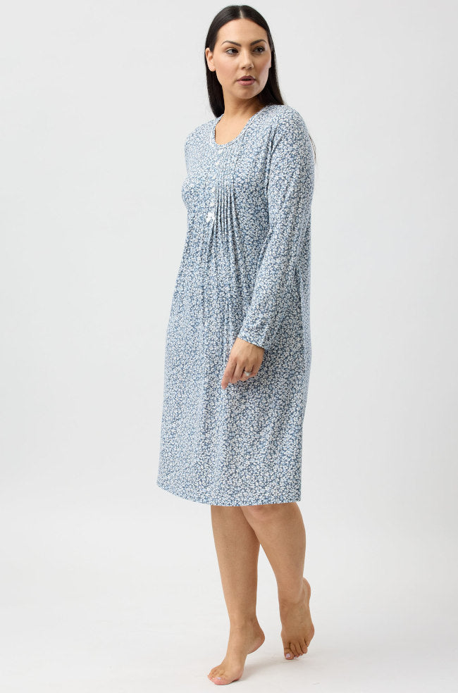 YUU Petals Nightie in Slate, a comfortable sleepwear slip in 2L size, featuring a soft fabric and floral design.