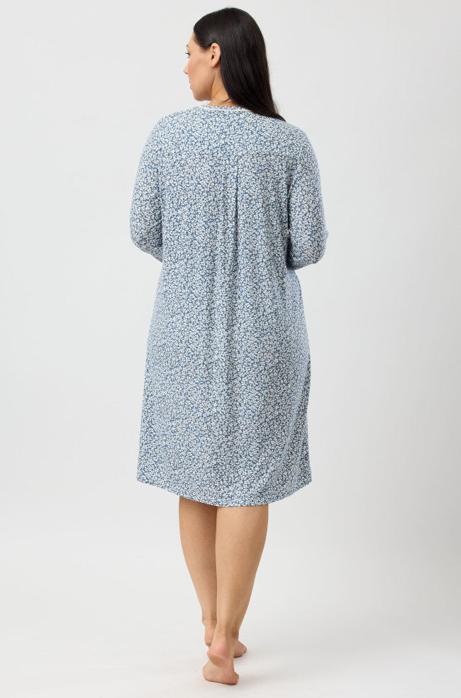 YUU Petals Nightie in slate color, 2L sleepwear with floral petal pattern, soft fabric, relaxed fit, suitable for comfortable nightwear
