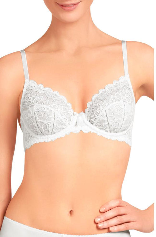 Yvette Lace Underwire Bra (White)  Available in size 14B only.
