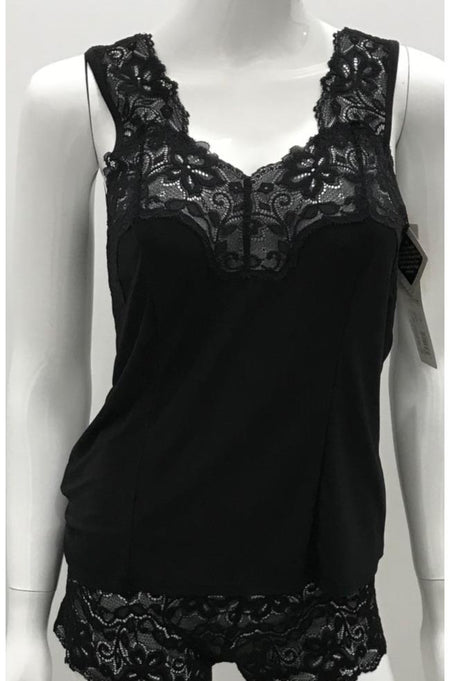 Singlet Camisole with Lace Insert (Black or White)