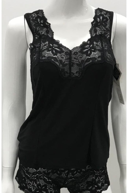 Singlet Camisole with Cutaway Lace (Black or White)