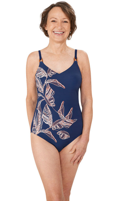 Timeless Chic One Piece Swimsuit (Teal & White)