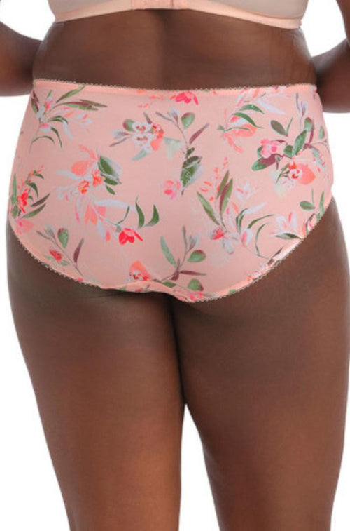 Kayla Full Brief (Peach Floral)  Available in sizes M-3L.
