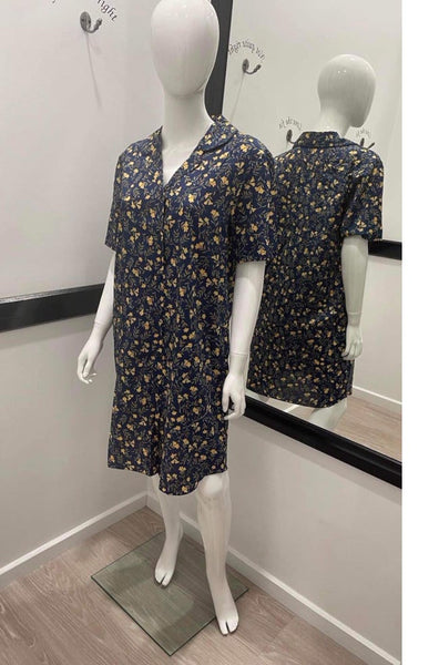Natural Cotton Nightshirt (Navy) Available in sizes XS-S