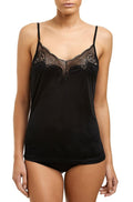 Black silk jersey camisole with delicate straps by Love and Lustre