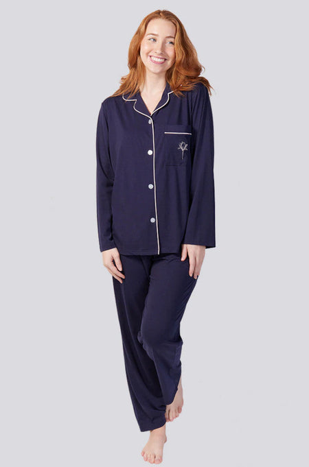 Marle Lux Fleece PJ Set (Navy Marle) Available in size XL only