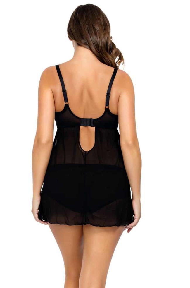 Babydoll with G-string (Black & Pewter) Available in sizes 10-12 FF cup.