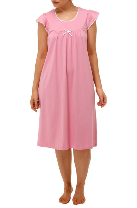 Paisley Short Sleeve Cotton Nightie (Pink)