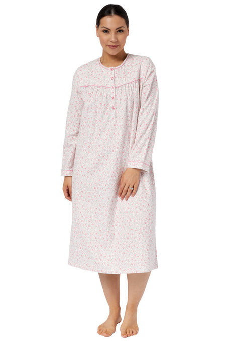 Amy Button-Up Fleece Dressing Gown (Dusty Pink)