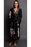 Angelique Satin Calf Length Robe ( Black & Latte)