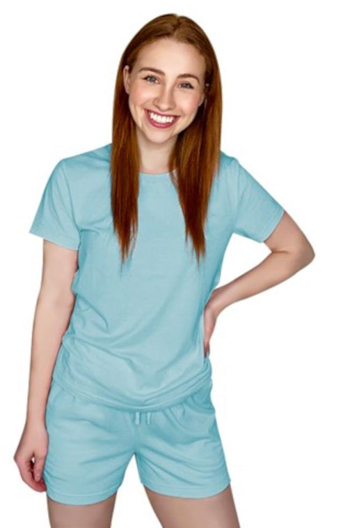 Classic Tee & Short PJ Set (Teal) Available in size small only