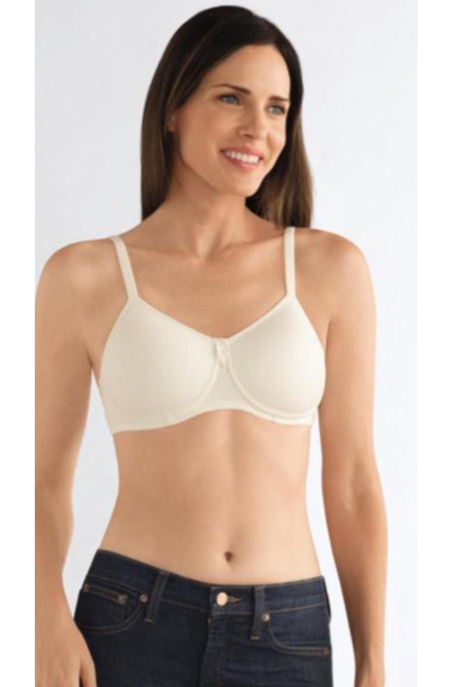 Off White wirefree bra with soft fabric and adjustable straps, size 10 by Amoena