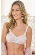 White and nude wirefree bra with adjustable straps, designed for mastectomy care by Amoena