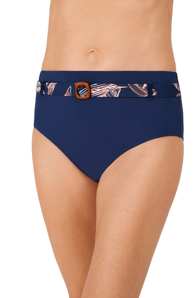 Indigo swim briefs by Amoena, designed for mastectomy swimwear, available in size 8.