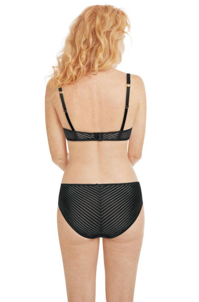 Black Karolina Brief underwear by Amoena, available in size 18, displayed flat showing soft fabric and full coverage design.