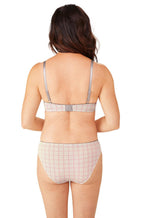Grey houndstooth bikini briefs with lace detailing, size 20, from Amoena Luna collection.