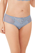 Sky blue lace bikini briefs with diagonal stripe back, available in sizes L and XL by Amoena
