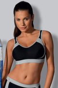 Anita Active black grey wirefree sports bra for B, C, and D cups with breathable fabric and athletic support design