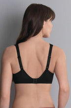 Black Anita Lucia embroidered mastectomy wirefree bra with supportive cups and delicate embroidery, designed for comfort and style.