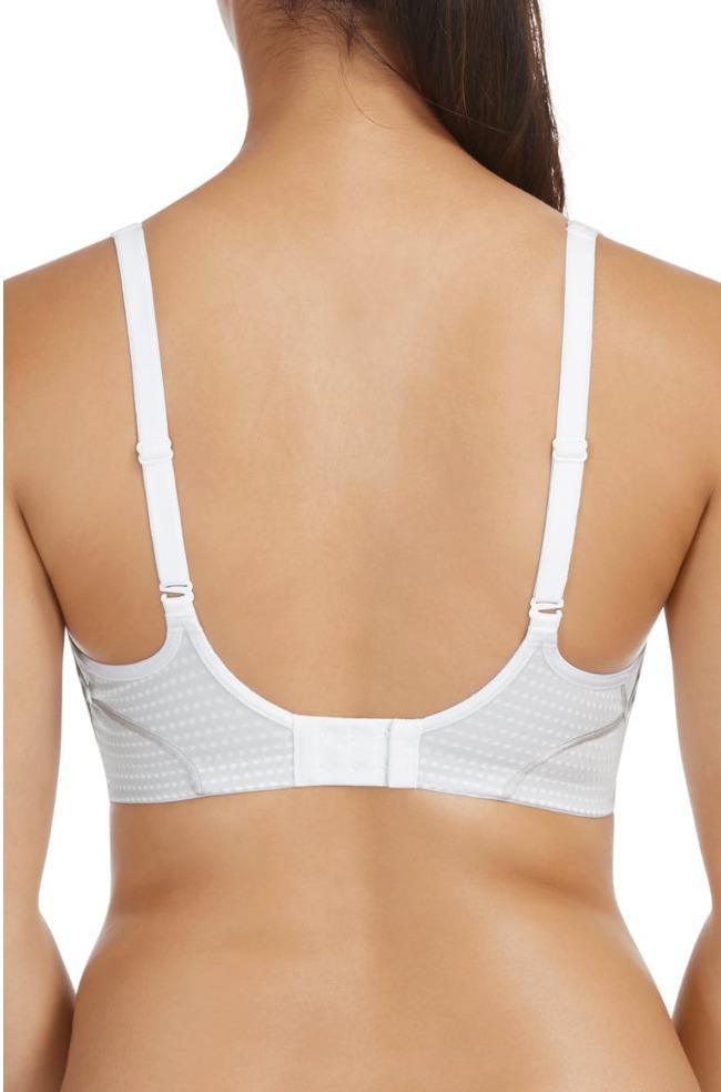 White Berlei Electrify wirefree sports bra with adjustable straps, suitable for medium support, sizes 10-14