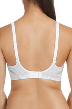 White Berlei Electrify wirefree sports bra with adjustable straps, suitable for medium support, sizes 10-14