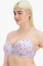 Lilac and pink Lift & Shape UW Bra by Berlei, designed for larger cup sizes, featuring adjustable straps and a supportive fi