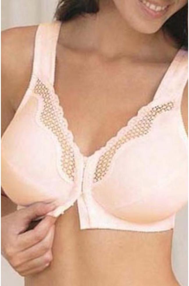 Front opening bra in cafe color, featuring adjustable straps, available in B, C, and D cup sizes by Bestform