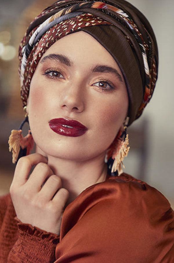 Christine Headwear Scarlett Velvet Turban Set - Structured Browns - Not Just Bras