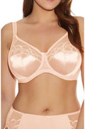 Elomi Cate underwire full cup bra in latte color with bow detail, available in E-HH cup sizes
