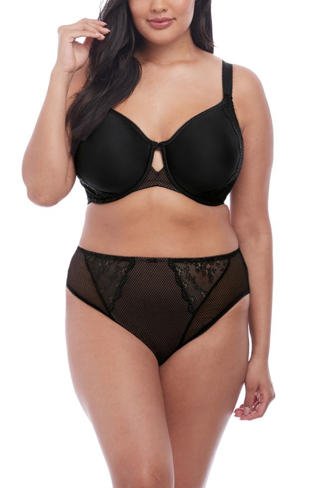 Elomi Charley black spacer moulded underwire T-shirt bra with smooth cups and supportive design, ideal for everyday wear.