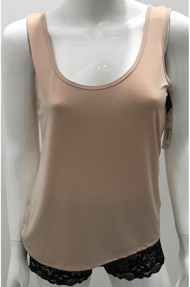 Essence Classic Cut Singlet in soft black polyester spandex, comfortable and easy-care for everyday wear.