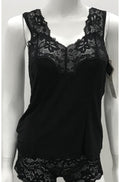 Black camisole with cutaway lace detailing, size 10, by Essence