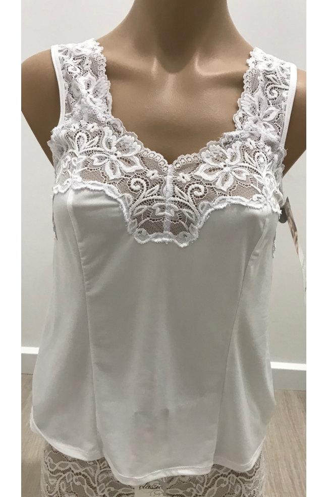 Black or white singlet camisole featuring cutaway lace detailing by Essence