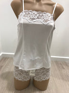 Black or white singlet camisole with lace insert by ESSENCE, size 10 and 12 available