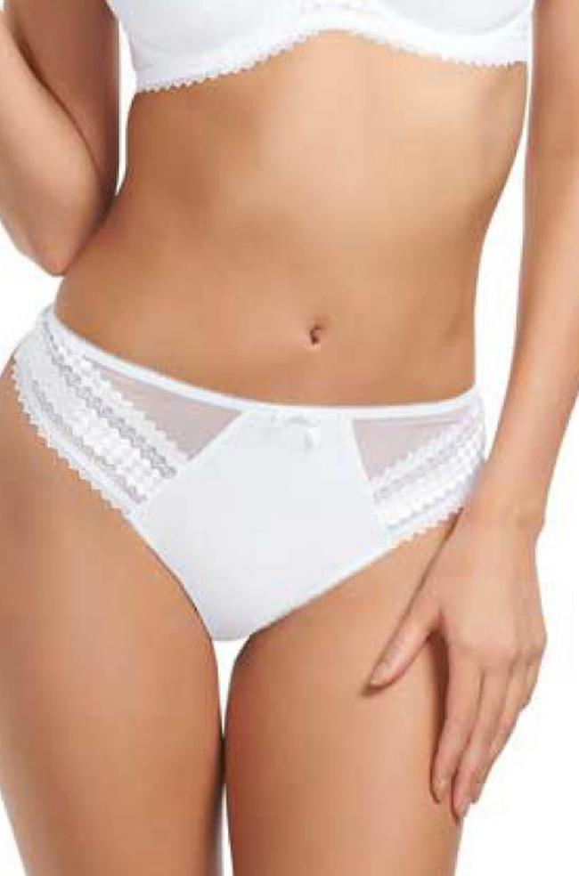 Fantasie Rebecca Full Brief in white and black lace side inserts, comfortable design for everyday wear.