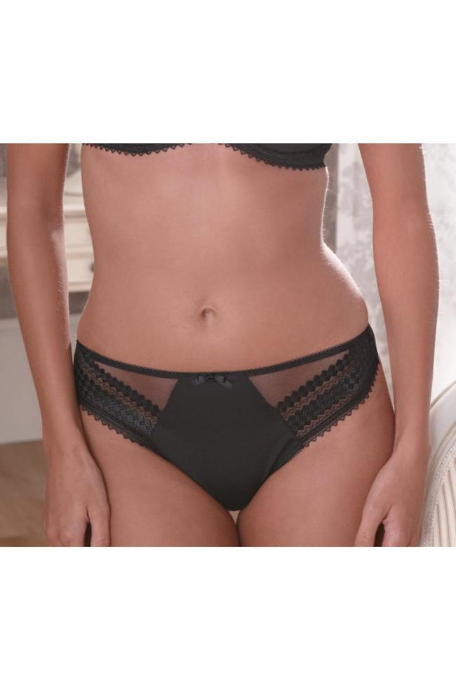 Fantasie Rebecca Full Brief in white and black with lace side inserts, designed for comfort and everyday wear.