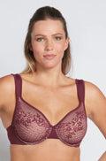 Grapewine smooth lace UW bra by Fayreform in size 10D, featuring contouring design and adjustable straps.